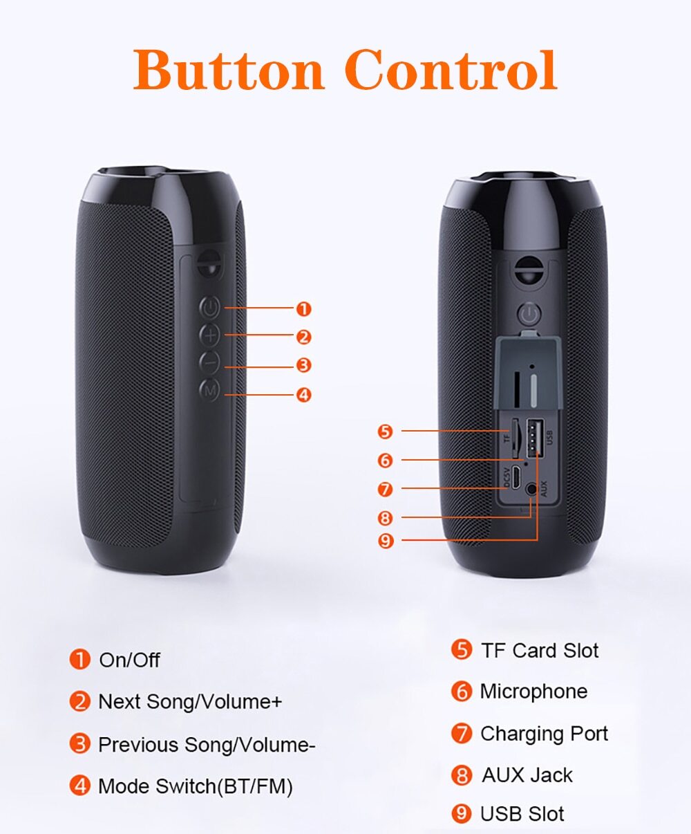 Portable Wireless Bluetooth USB Speaker – Mini Outdoor Speaker with TF Card & FM Radio