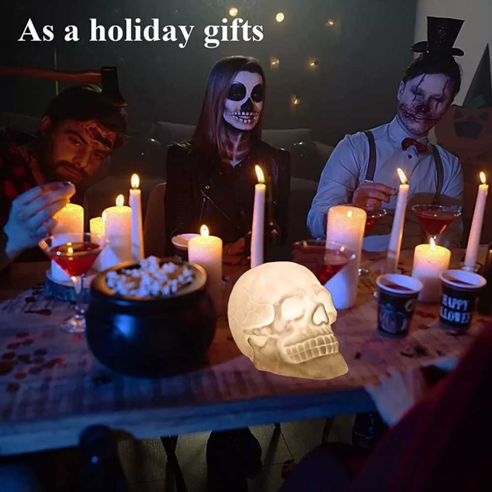 Skull Head LED Night Light 7 Color Bedside Touch Table Lamp USB Remote Control