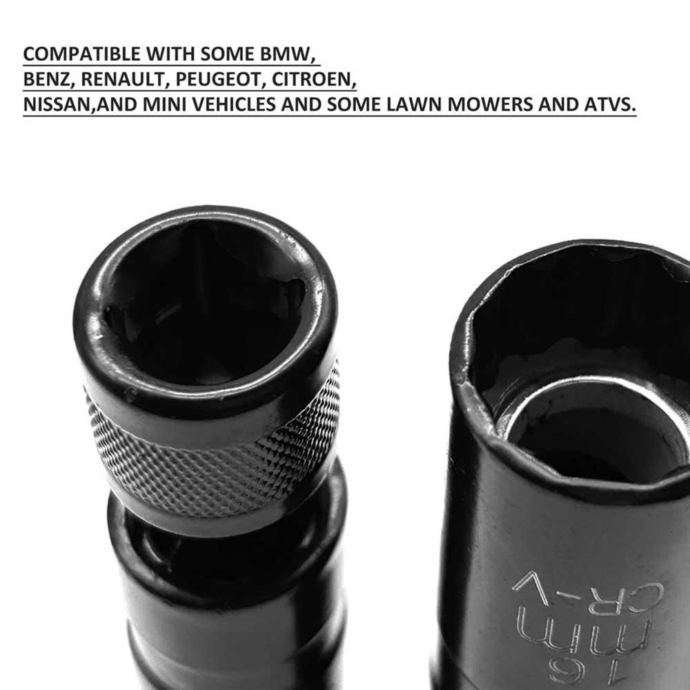 2X Magnetic Thin Wall Spark Plug Socket Set - 12-Point Swivel 14mm & 16mm