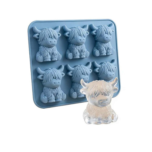 Mini Highland Cow Ice Cube Mold - Cute 3D Silicone Tray for Whiskey, Chocolate, Soap
