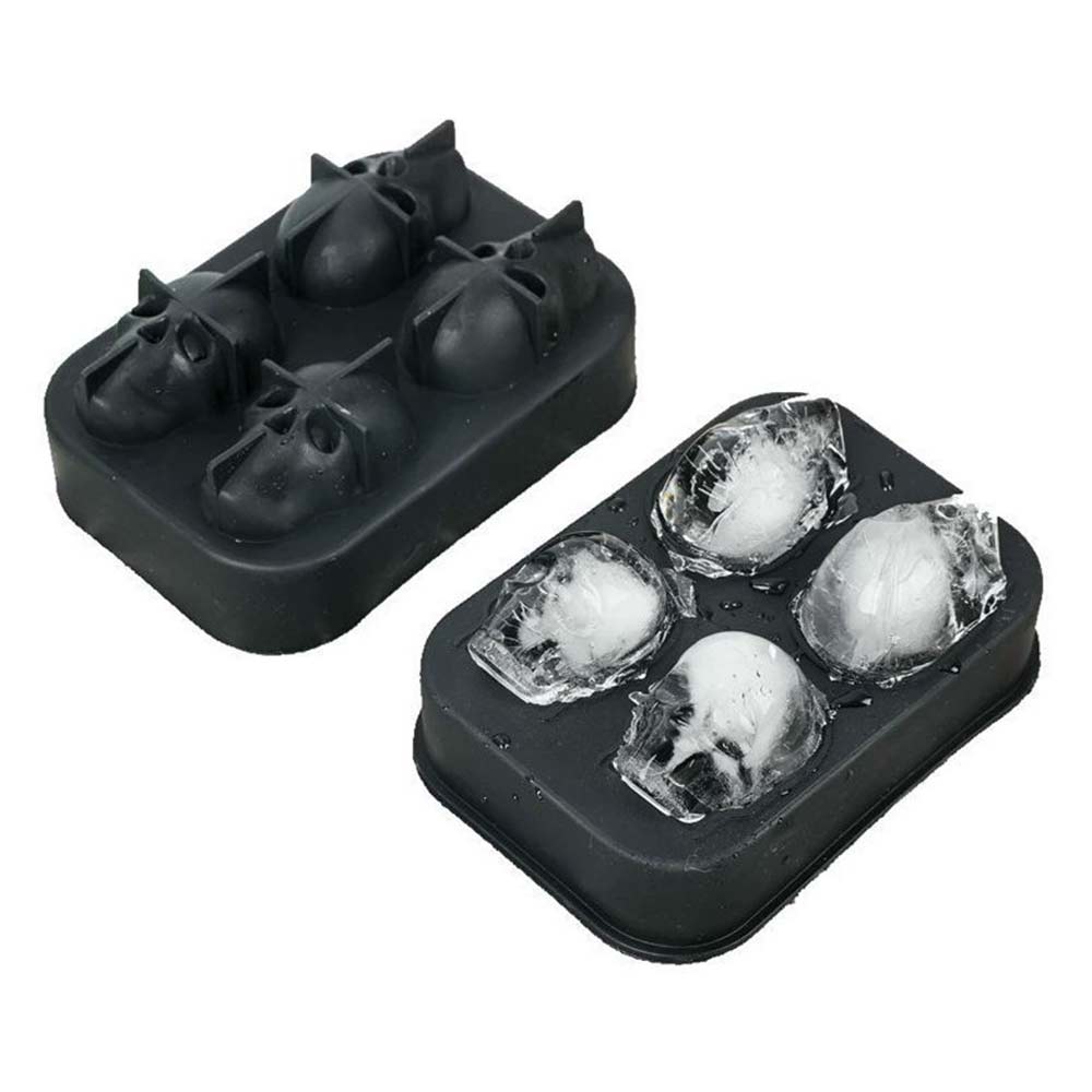 Skull Shape 3D Ice Cube Mold - Silicone Tray for Jelly, Chocolate, Party Drinks
