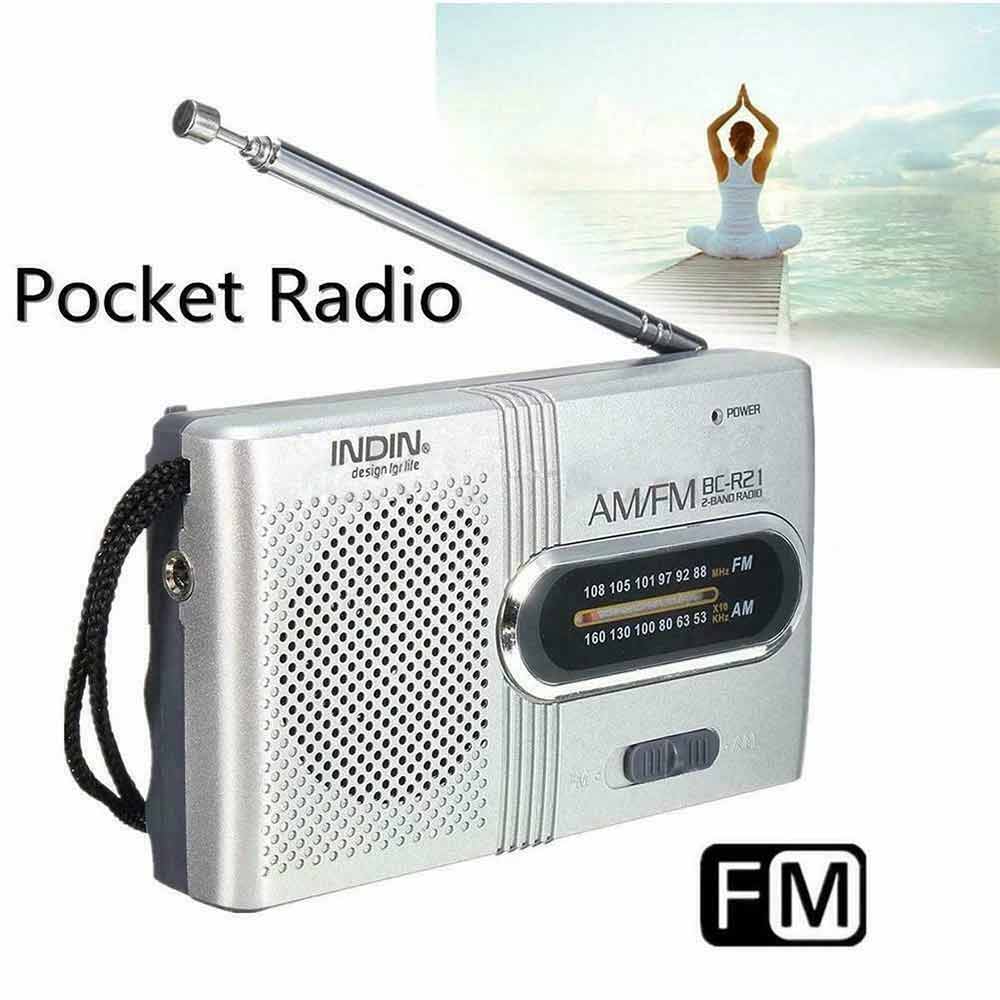 Pocket AM FM Radio – Portable Mini Travel Radio with Built-in Stereo Speaker
