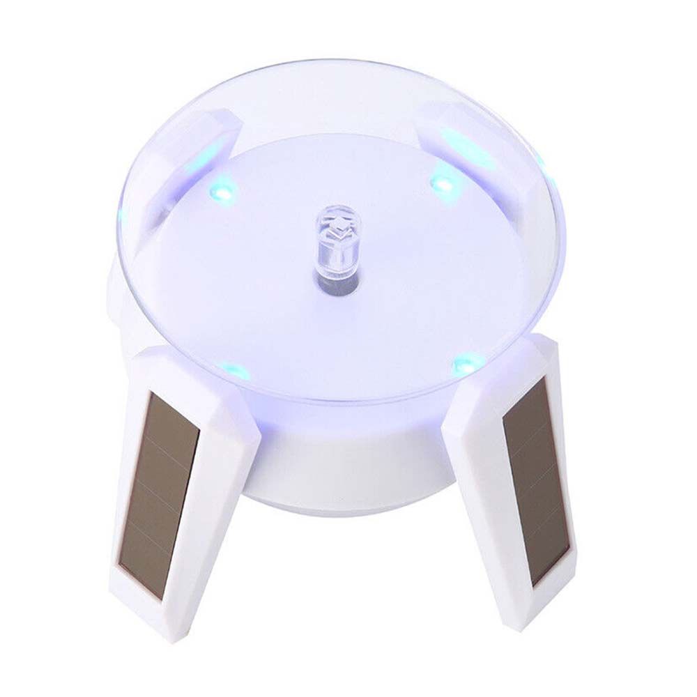 Solar Battery Powered 360 Display Turntable Rotating Stand & Rack Jewelry Phone