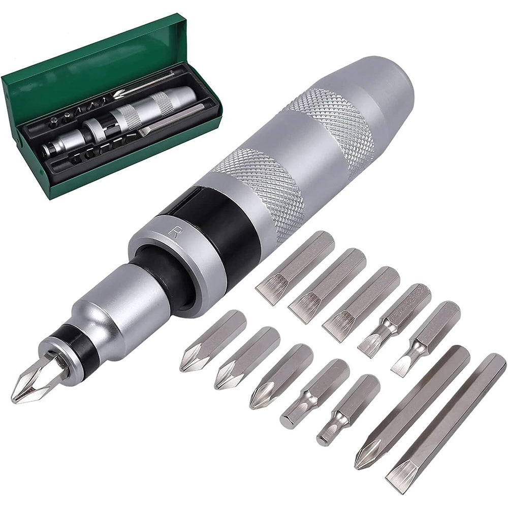 13pcs Manual Impact Screwdriver Set - Heavy-Duty Handheld Hammer-Action Tool for Stuck & Rusted Screws