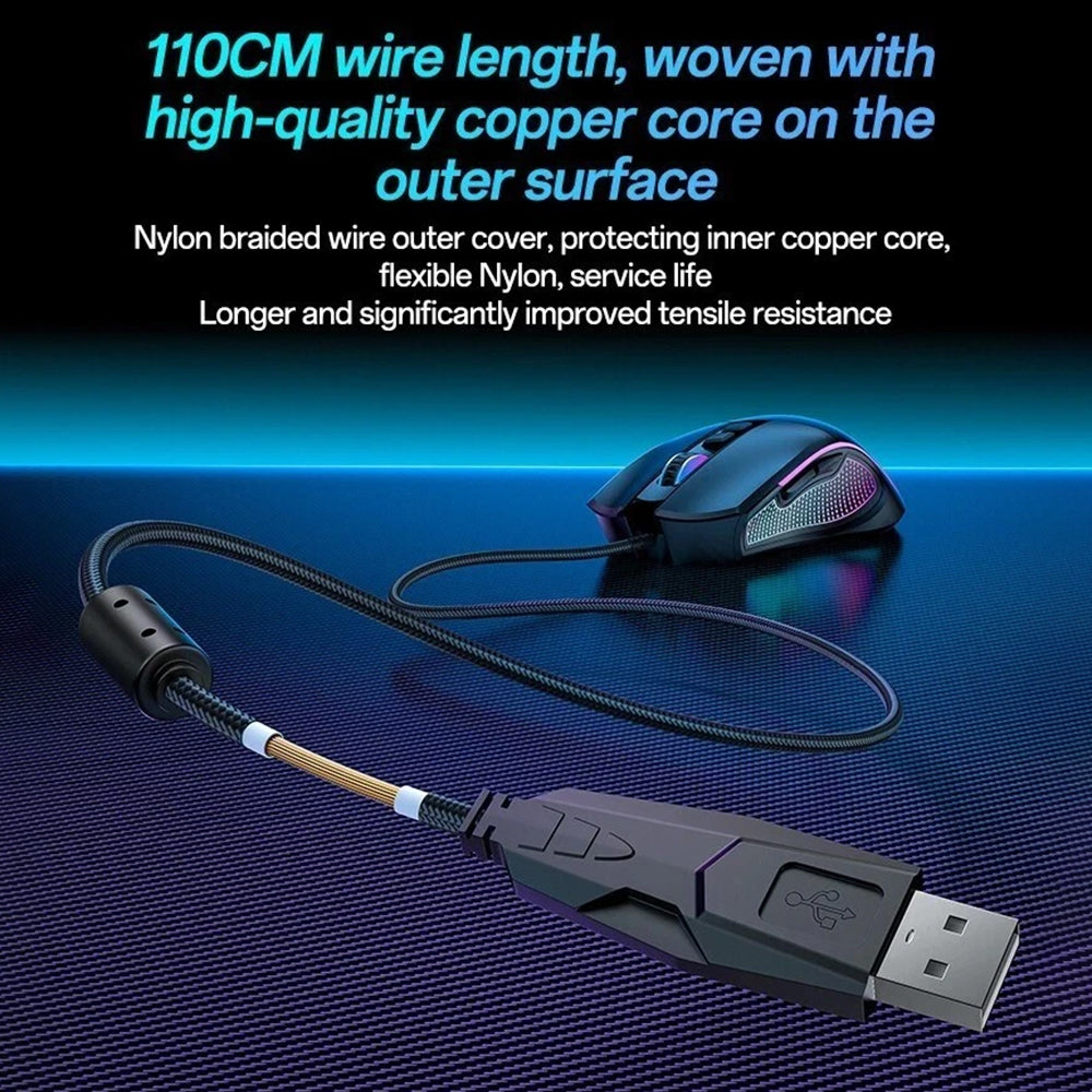 RGB Gaming Mouse Wired 7200 DPI - 6 Programmable Buttons Optical Sensor PC Laptop