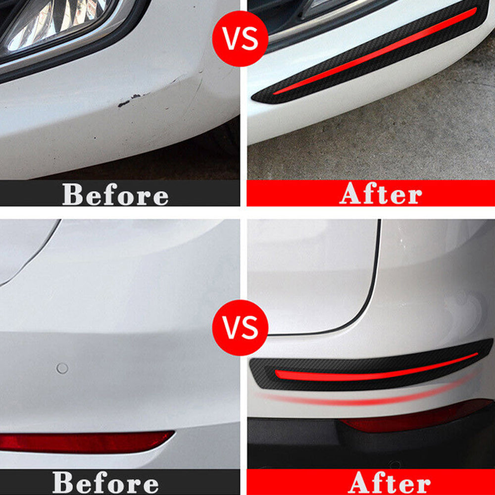 2Pcs Carbon fibre Car Bumper Protection Sticker Strips Anti Scratch Corner Guard