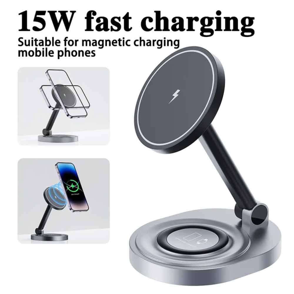 Magnetic Wireless Charger Stand For iPhone 15 14 13 12 Pro Max Magsafe Charger