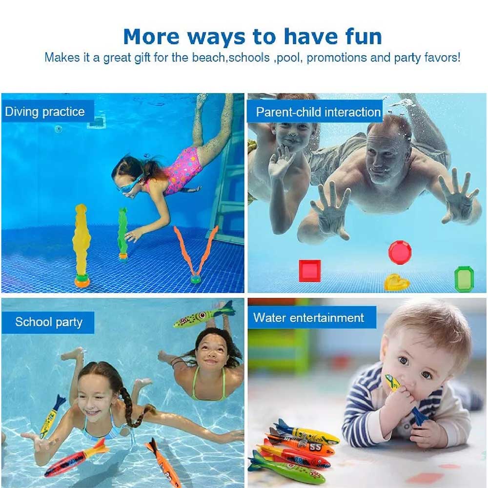 19pcs Kids Underwater Dive Toys Set - Swimming Pool Rings & Seaweed Game for Children, Party Favors