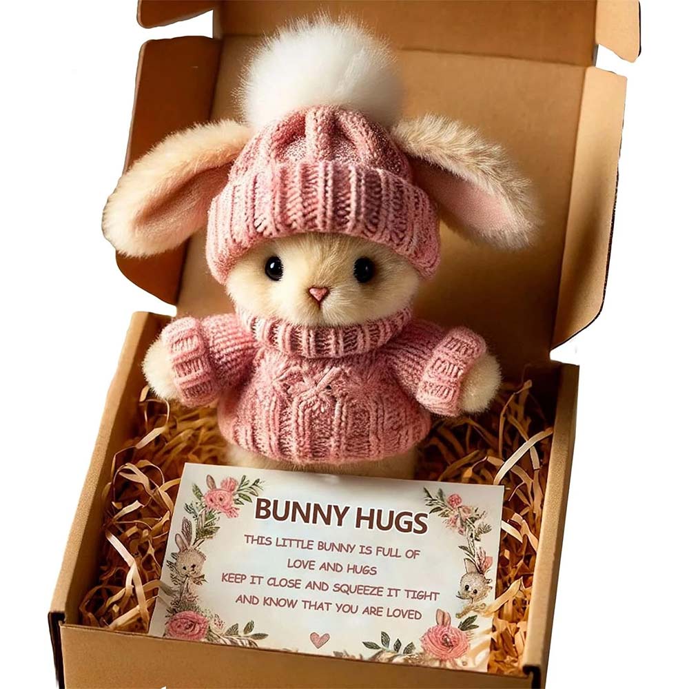 Pink Mini Bunny Hug - Cute Easter Gift Card Pocket Plush in Gift Box