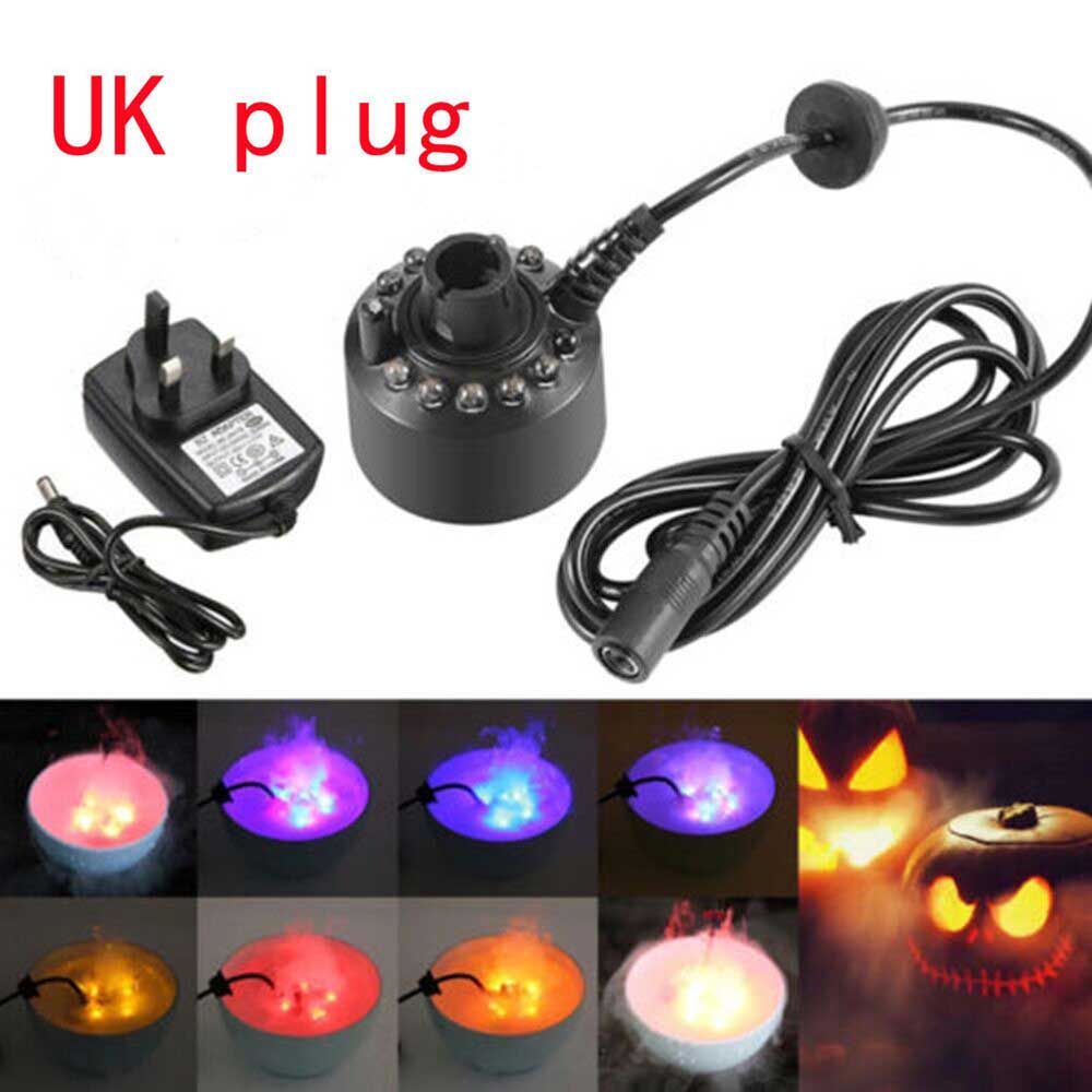 Air Humidifier Ultrasonic Mist Maker Fogger Water Fountain Pond Atomizer 12 LED