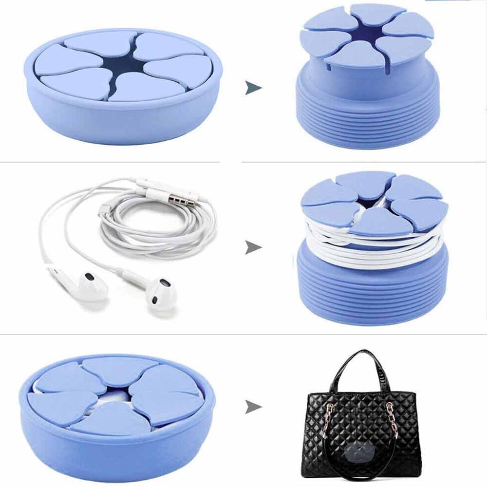 Silicone Stretch 5PO Case Mini Earphone Holder Earbud Storage Winder Carrying