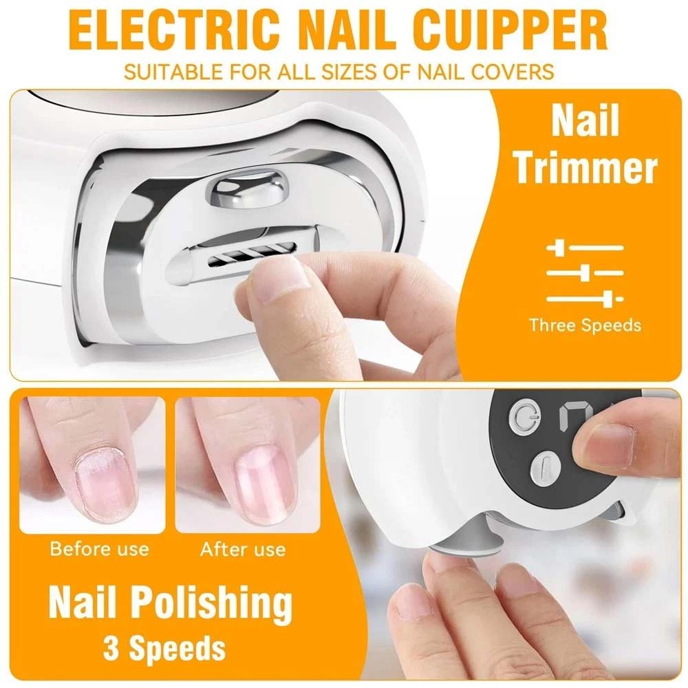 Electric Nail Clippers & File - Automatic Trimmer Cutter Rechargeable with Light