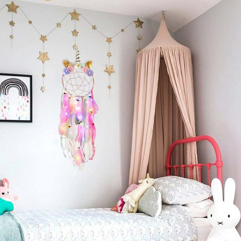 Unicorn Dream Catcher LED Light Wall Hanging for Car Girls Kids Bedroom Decor
