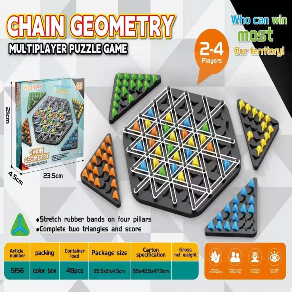 Chain Triangle Chess Game Triggle Rubber Band Game for Kids Adults