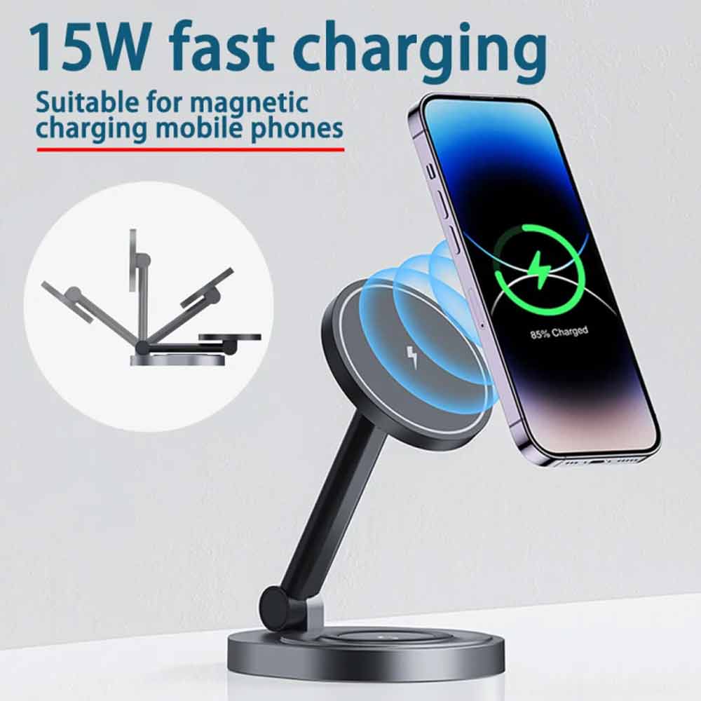 Magnetic Wireless Charger Stand For iPhone 15 14 13 12 Pro Max Magsafe Charger