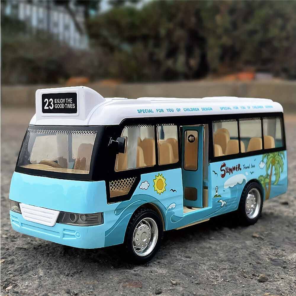 Simulation Bus Toys Model with Sound & Light and Opening Doors Vehicle Kids