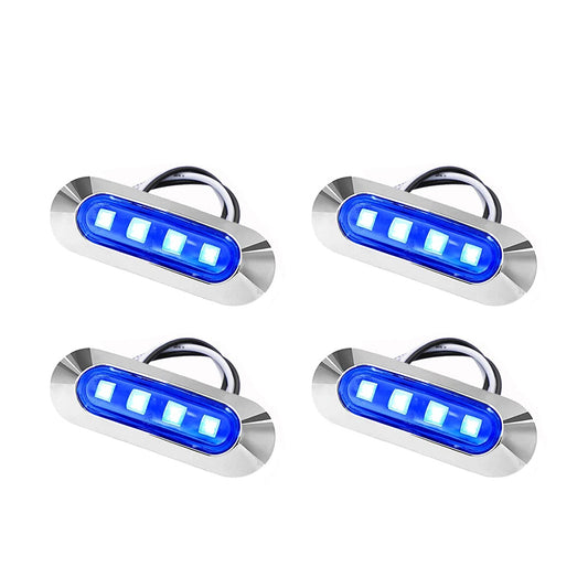 4x Marine Boat LED Courtesy Lights Cabin Deck Walkway Stair Light Blue 12V -24V