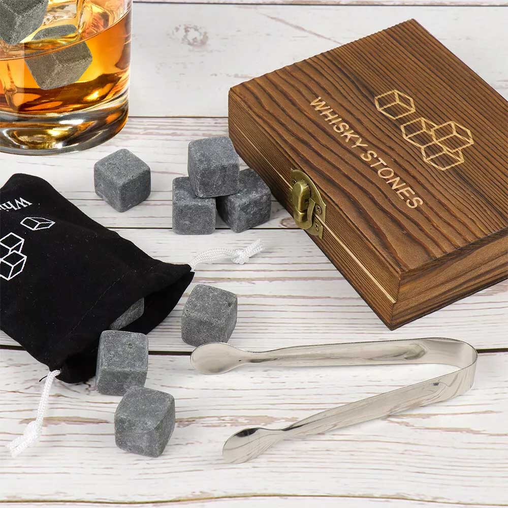 Whiskey stones Fine Wooden Box Set Father's Day Gift