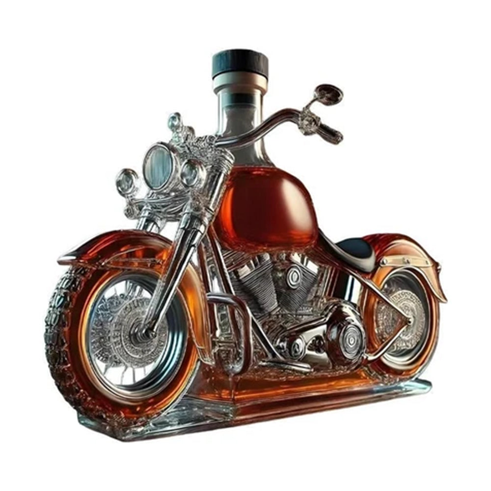 Motorcycle Whiskey Decanter - Vintage Glass Liquor Bottle with Unique Pourer