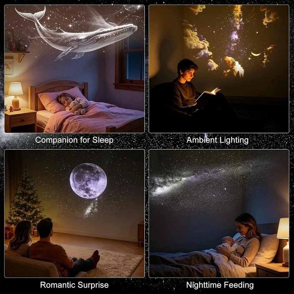 Galaxy Projector Night Light – USB Lamp with 3 Films 15 Pictures, 360° Rotation
