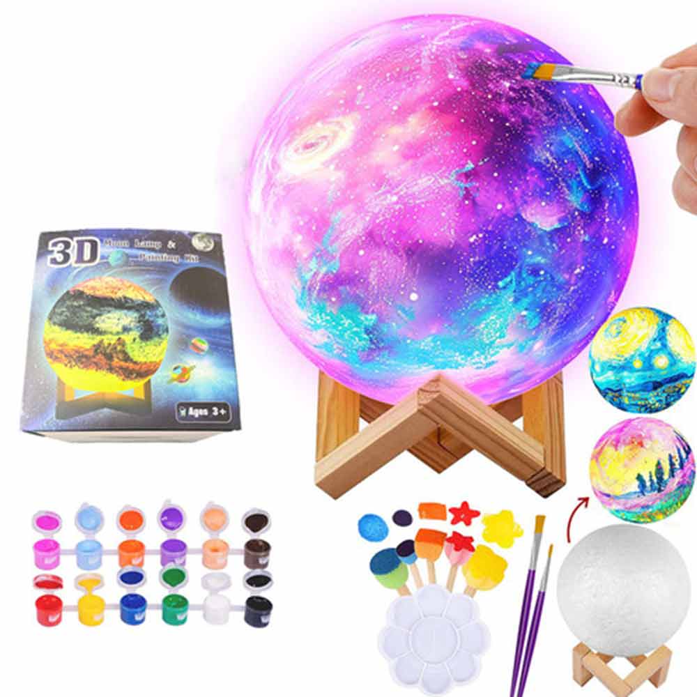 DIY 3D Moon Lamp Kit – Paint Your Own, Creative Craft Gift for Ages 3-12