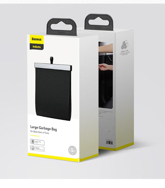 Baseus PU Leather Car Trash Bag - Waterproof, Leakproof Waste Basket with Magnetic Closure