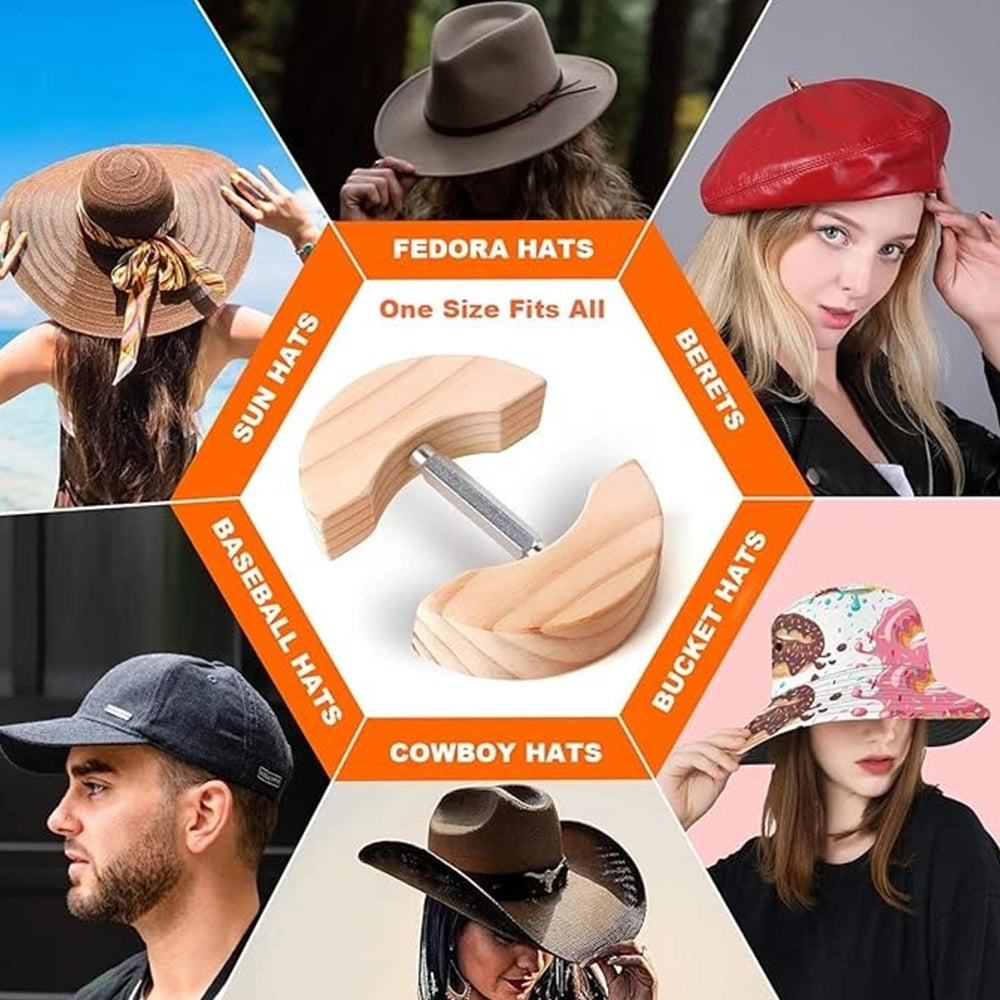 Adjustable Wooden Hat Stretcher – Resize & Preserve Fitted Hats (7.5" to 9.8")