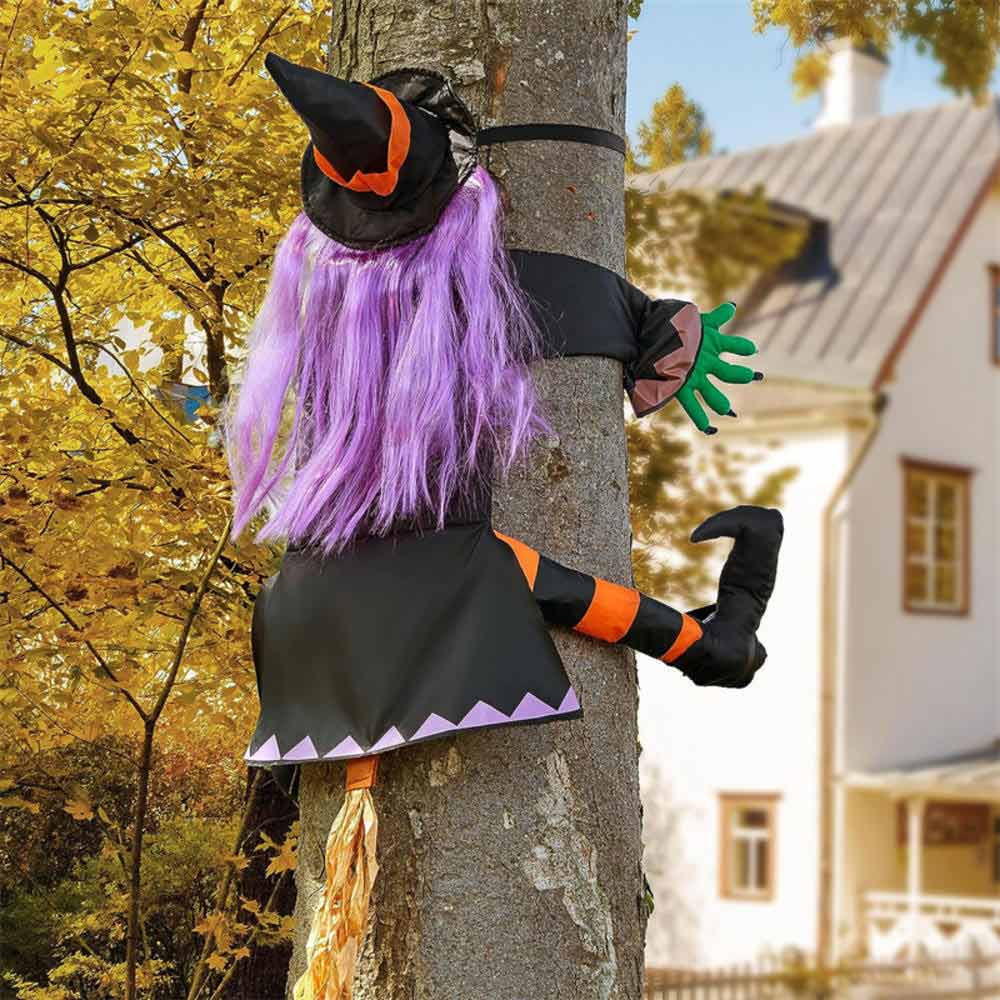 Halloween Crashing Witch Into Tree Outdoor Decor Yard Lawn Flying Witch Pendant