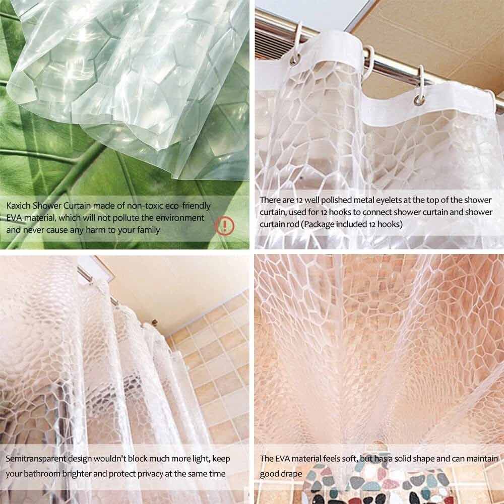 Waterproof Shower Curtain – EVA Bath Curtain, Mildew Resistant 180x200cm