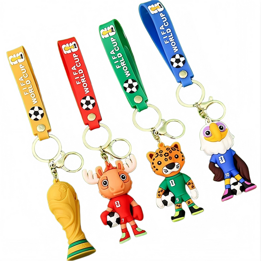 4 Pack 2026 World Cup Mascot Pendant – Football Keychain Memorabilia Keyrings
