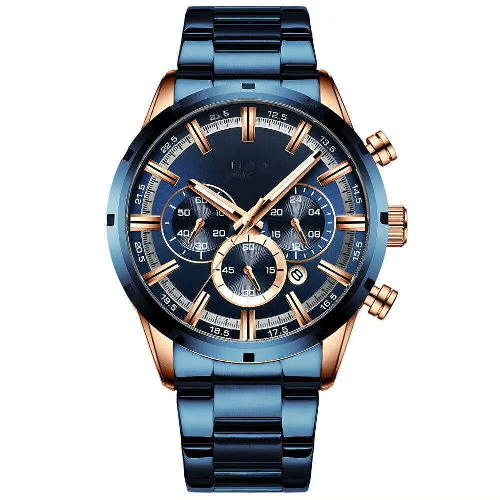 CURREN Men's Chronograph Watch – 6-Hand Multifunction Stainless Steel Sport Wristwatch