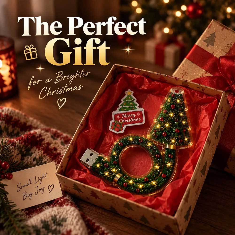 Christmas Projection Light – Santa & Tree USB LED Holiday Night Lamp