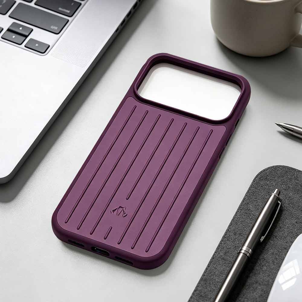 Burgundy Phone Case for iPhone 18 Pro Max – Aluminum-Look Hard Shell Cover