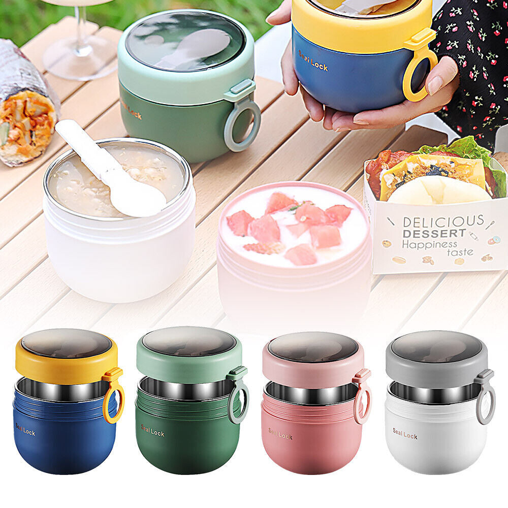 Stainless Steel 600ml Lunch Box Thermos Food Flask Insulated Food Soup Jar