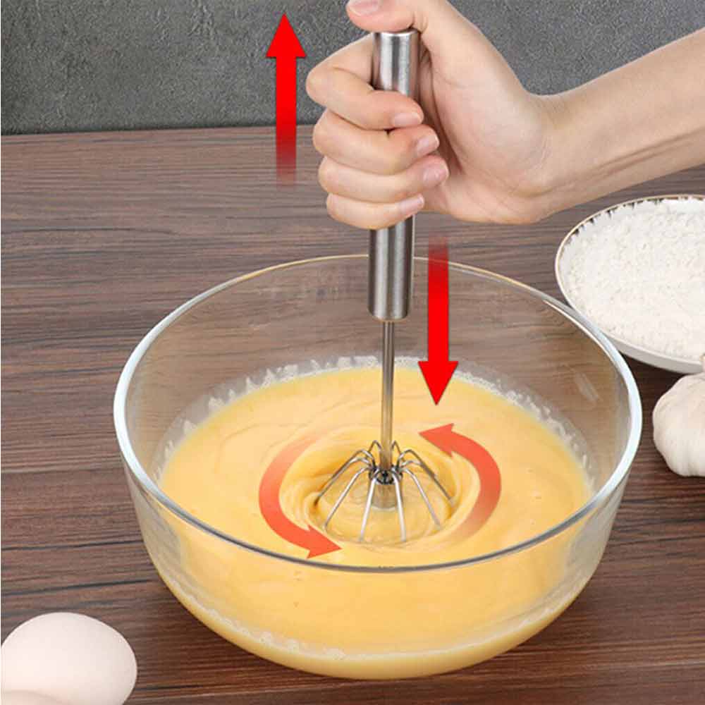 Semi Automatic Stainless Whisks Hand Push Egg Beater Milk Whip Mixer Easy Whisk