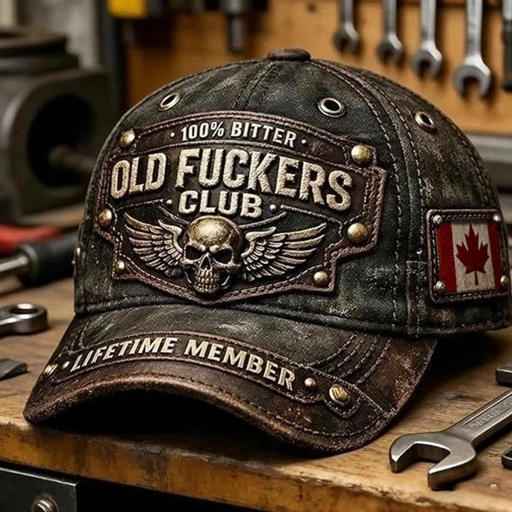 Old F*ckers Club Vintage Baseball Cap - Adjustable Distressed Hat with 3D printed pattern