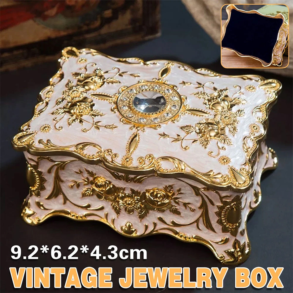 Jewellery Storage Box – Vintage Alloy Organiser, Ring Necklace Case Gift