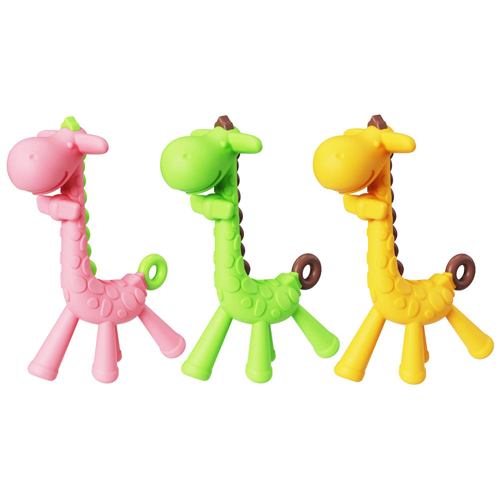 3X Silicone Teething Toothbrush - Giraffe Shape BPA-Free Chew Toy