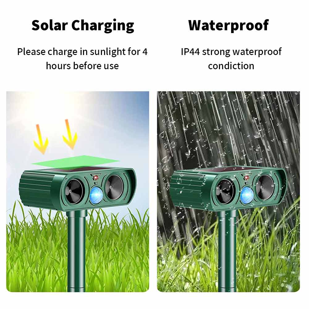 1PC Solar Ultrasonic Animal & Pets Repeller Motion Sensor Bird Rat Possum Repellent