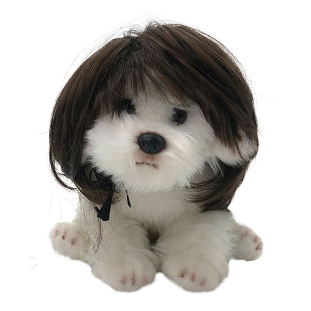 Pet Wig Funny Cat Dog Wig Adjustable Pet Headdresses Pet Cosplay Props
