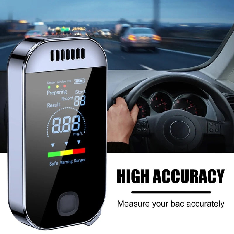 Professional LCD Digital Breath Alcohol Tester – Police-Grade Portable Breathalyzer with Data Memory