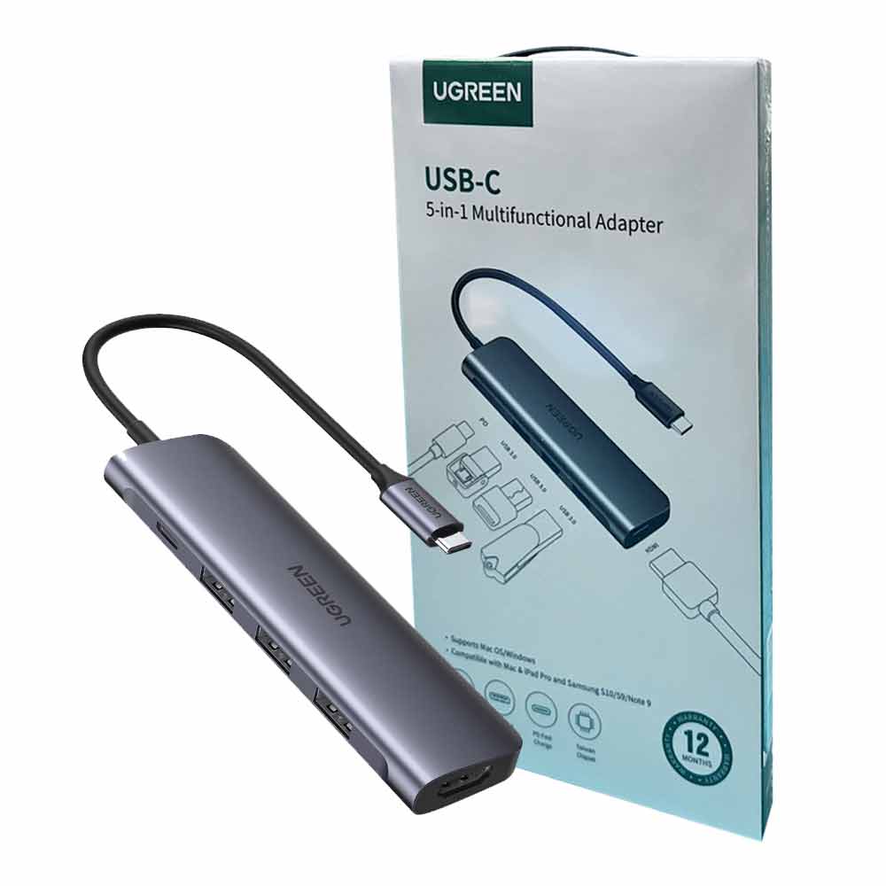 5-in-1 USB-C Multiport – HDMI + 3 USB 3.0 + 100W PD Charging Hub