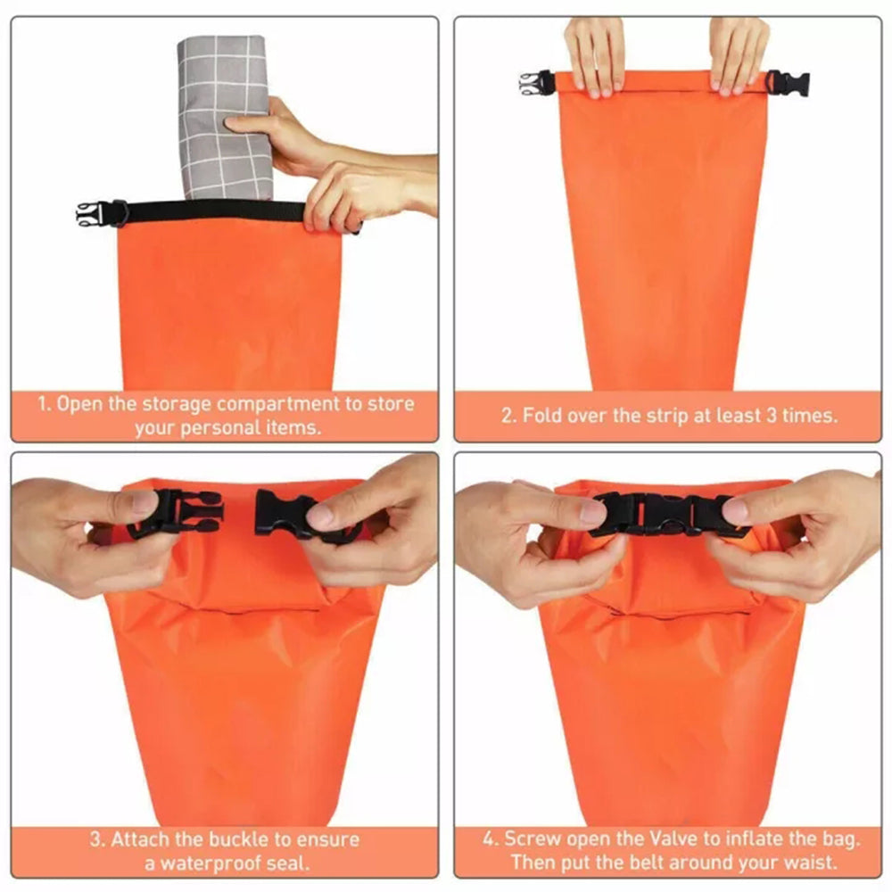 Inflatable Open Water Swim Buoy Air Dry Bag Buoy Tow Swimming PVC Storage Float