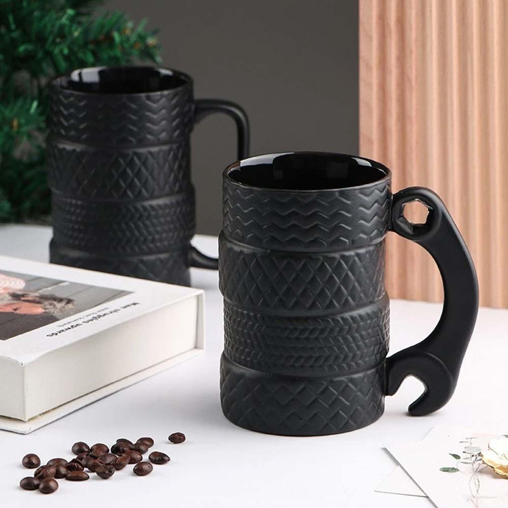 Novelty Tyre Coffee Mug – 500ml for Car Enthusiasts, Mechanics, Motorsport, 4x4, Rally, F1