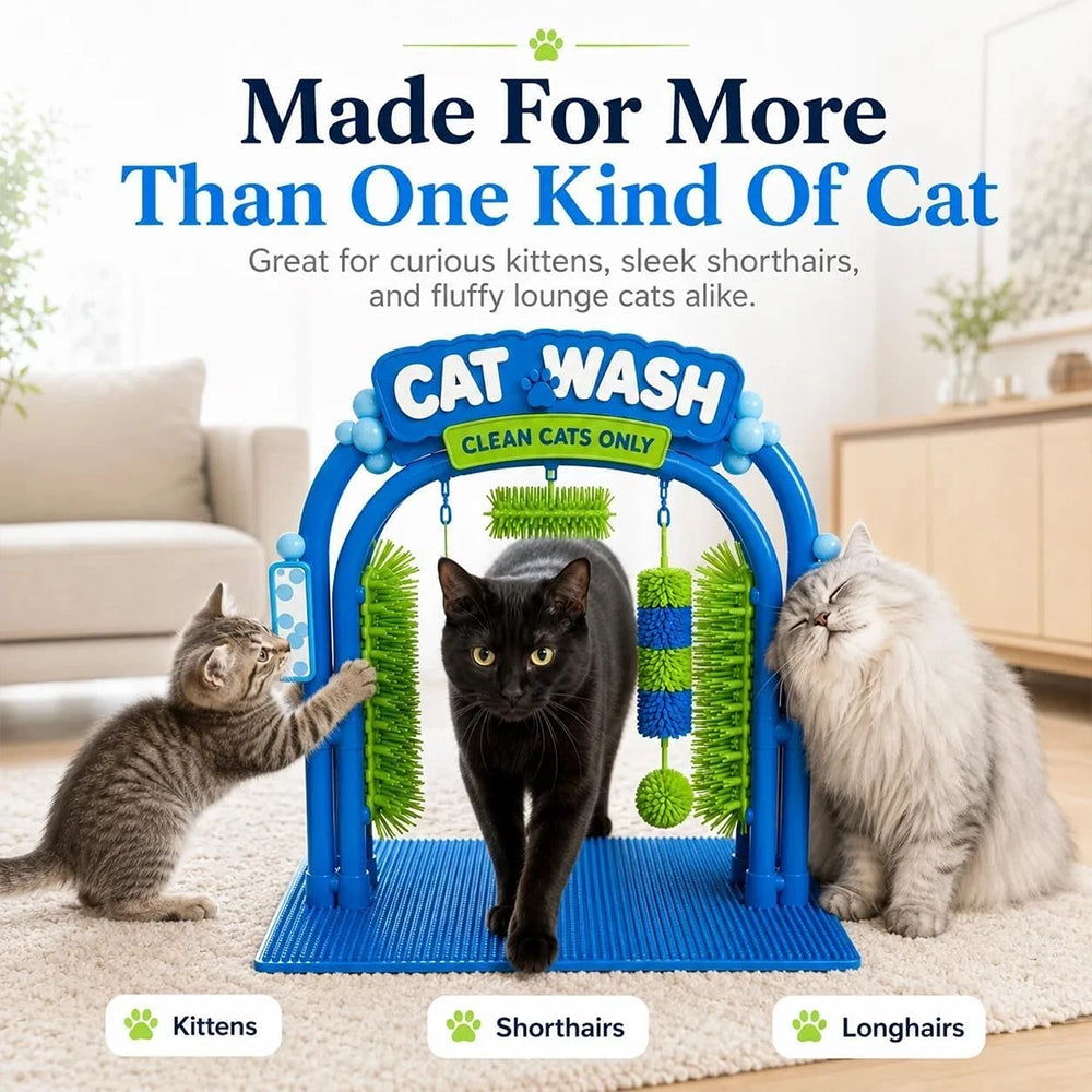 Cat Car Wash Scratcher – Self-Grooming Station for Cats, Brushing & Play