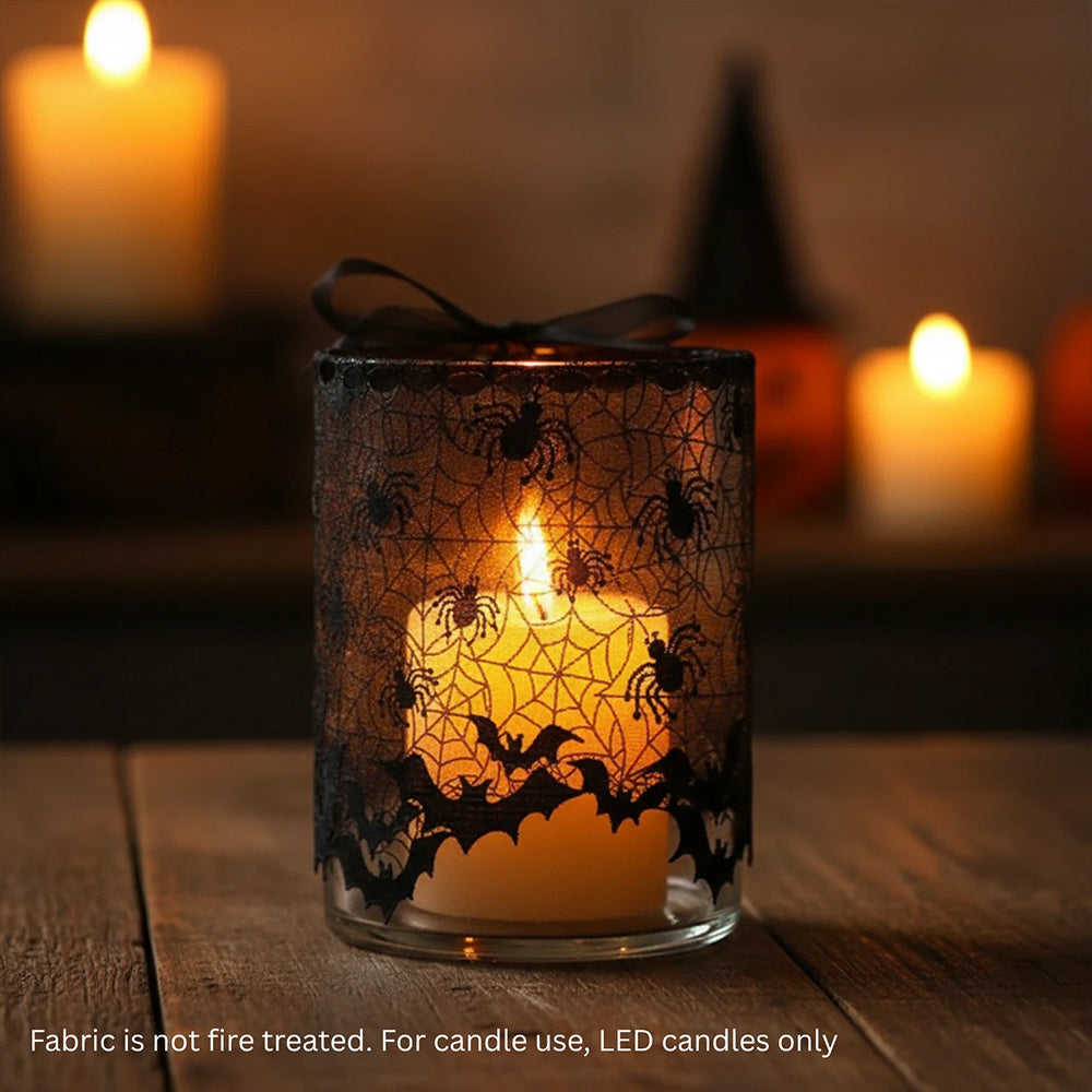 Halloween Cobweb Lace – Lamp Shade Cover with Spider, Gothic Party Decor