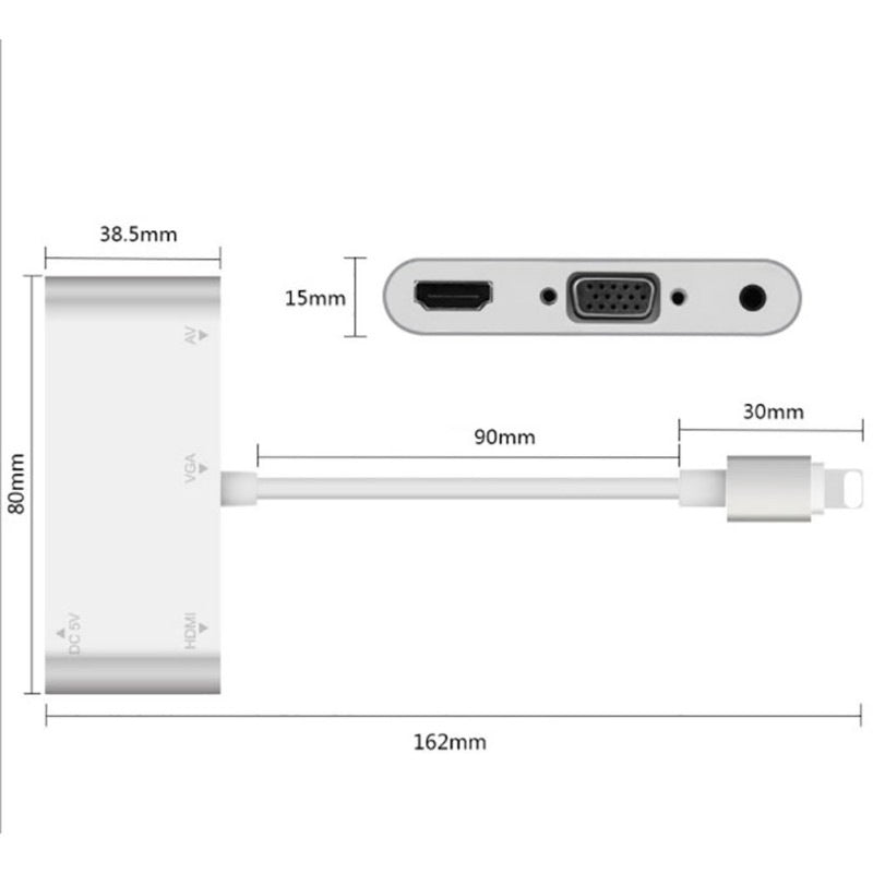 3 in1 Hub iphone ipad to HDMI VGA Audio Adapter For iPhone 13 12 Pro Max X XS XR
