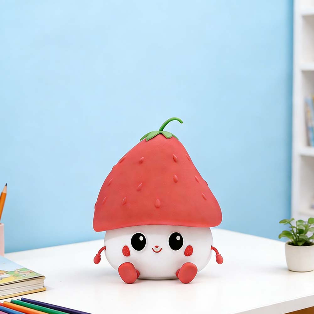 7-Color Strawberry Night Light - Wireless Bedroom Buddy, RGB Silicone Lamp11cm