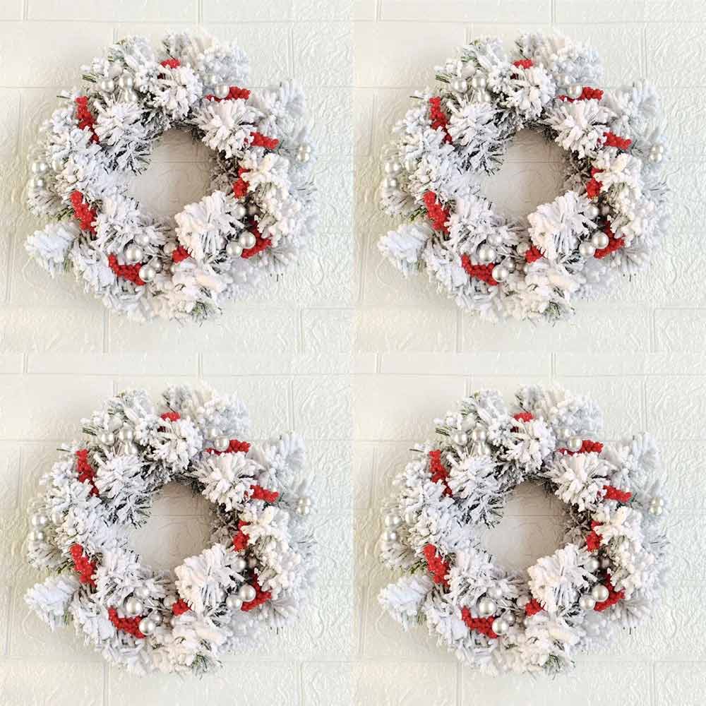 Christmas Berry Candle Ring – Snowy Wreath Table Centrepiece for Holiday Decor