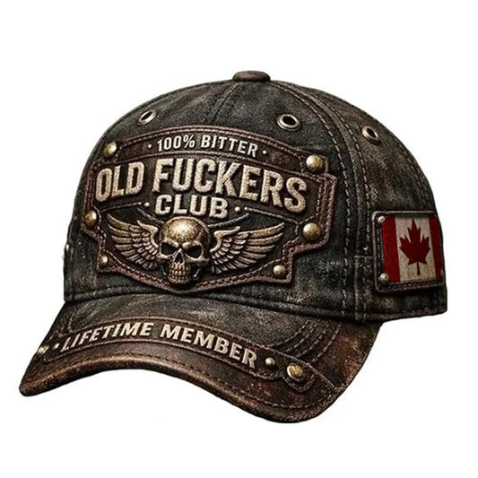 Old F*ckers Club Vintage Baseball Cap - Adjustable Distressed Hat with 3D printed pattern